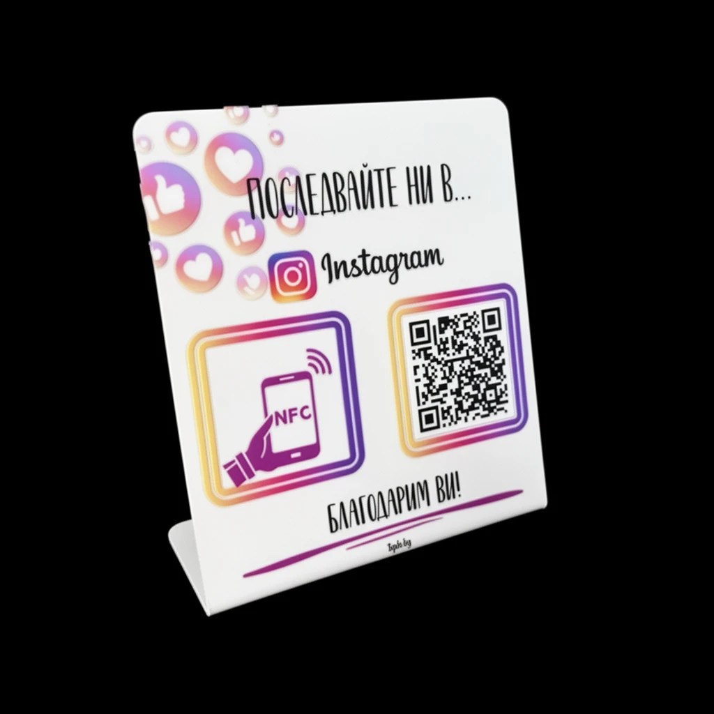 Табела Instagram с NFC Tag и QR code BG
